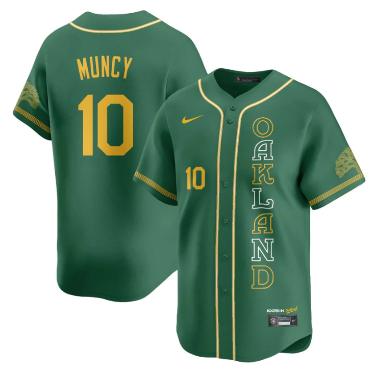 Max Muncy Jersey #10 Oakland Athletics City Connect Concept Stitched Green