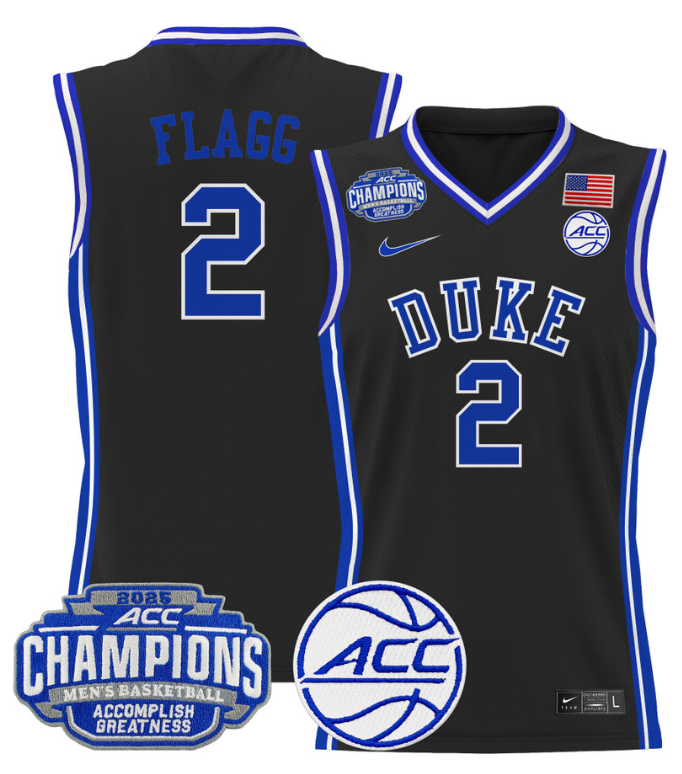 Men Cooper Flagg Jersey #2 Duke Blue Devils 2025 ACC Champions Stitched Black