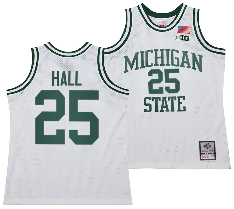 Malik Hall Jersey #25 Michigan State Spartans 125th Basketball Anniversary 1990 Throwback White
