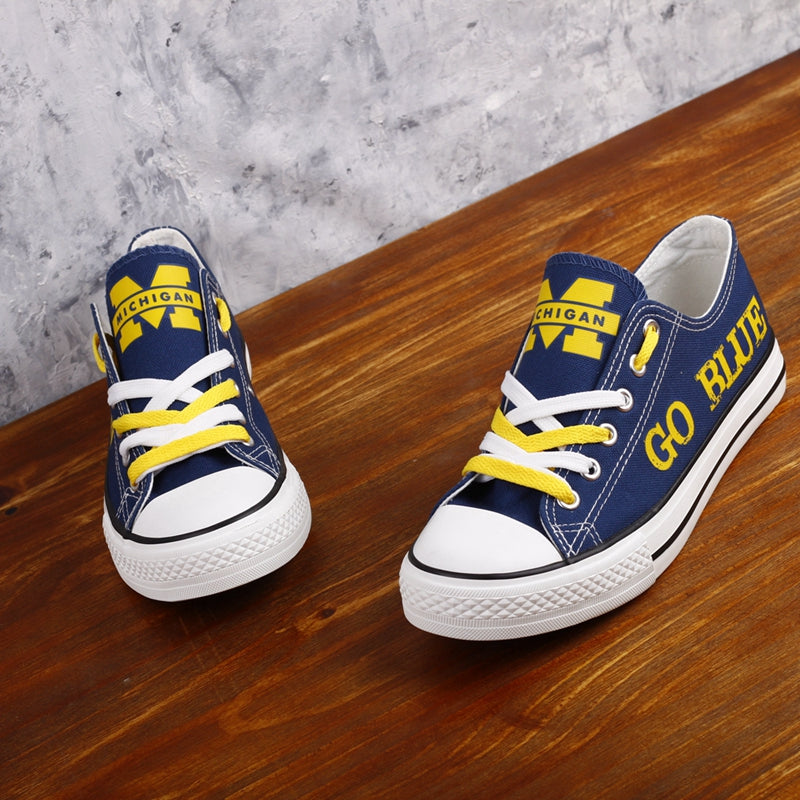 Michigan Wolverines Limited Print NCAA College Students Low Top Canvas Shoes Sport Sneakers 3