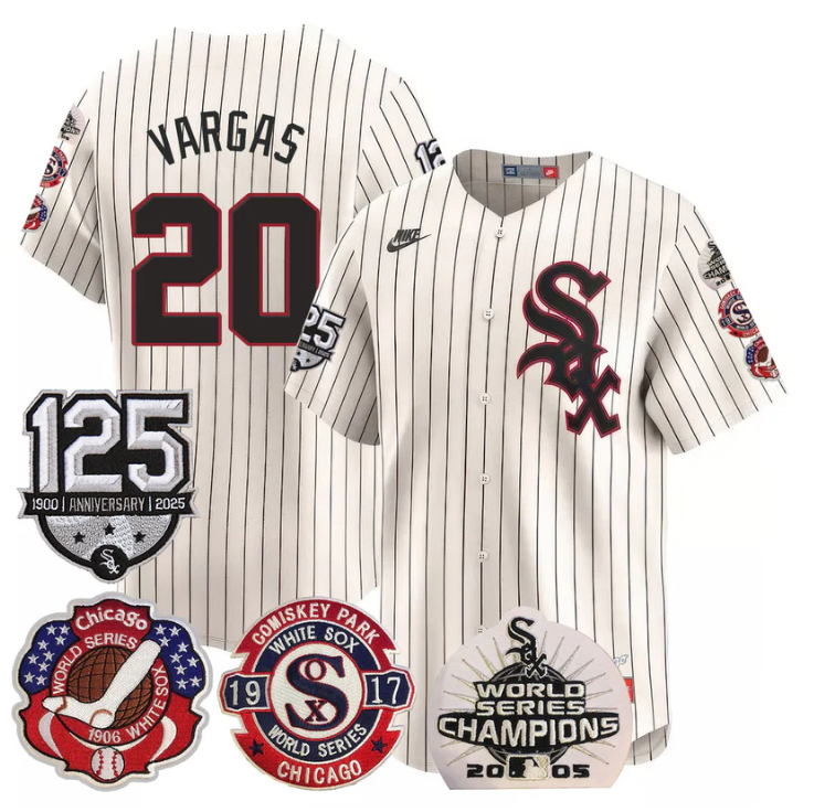 Miguel Vargas Jersey #20 Chicago White Sox 125th Anniversary World Series Champions Cream