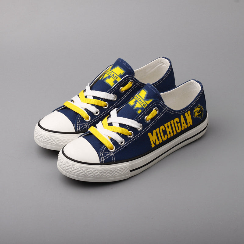 Michigan Wolverines Limited Print NCAA College Students Low Top Canvas Shoes Sport Sneakers 2