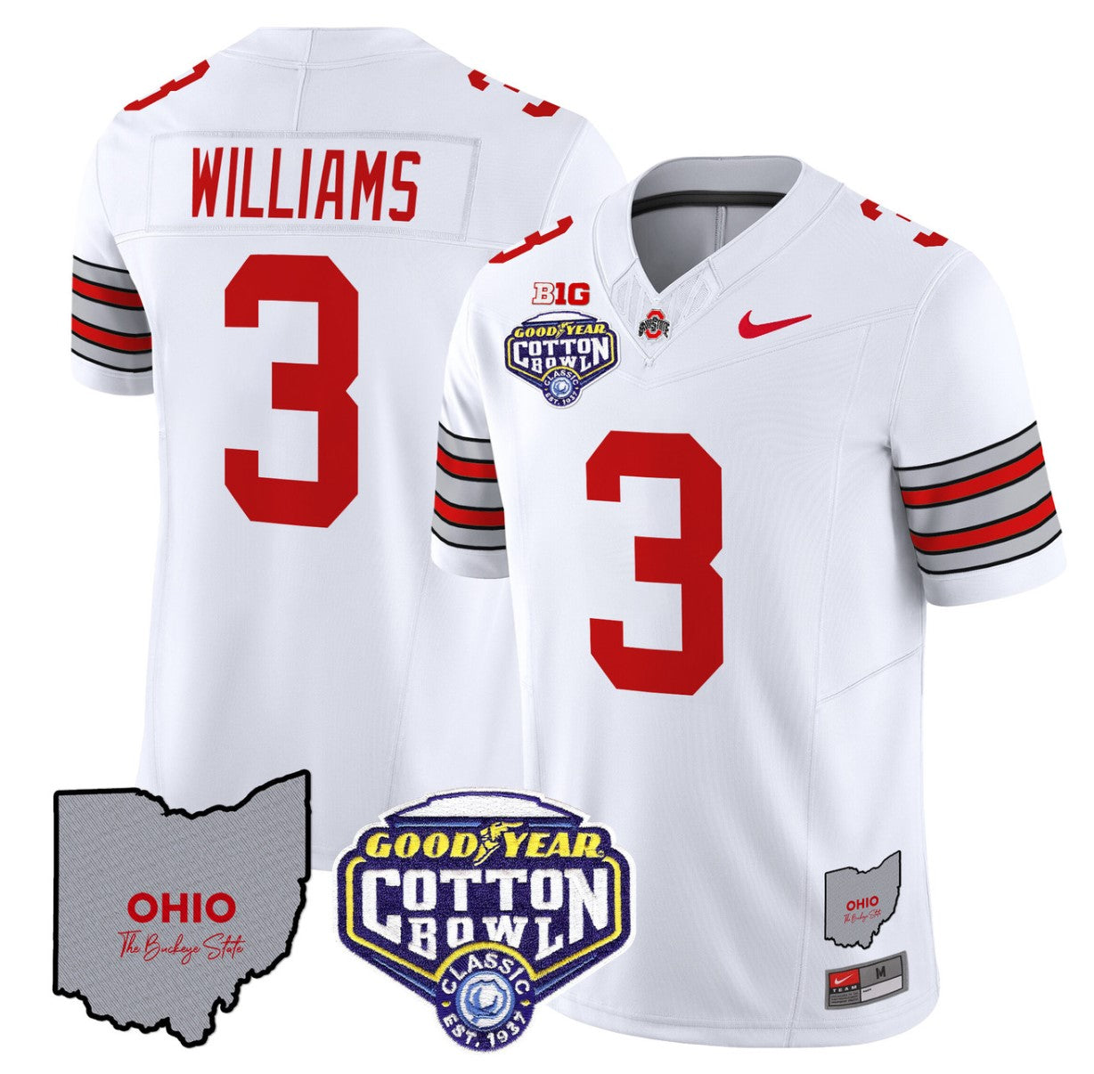 Miyan Williams Jersey #3 Ohio State Buckeyes Cotton Bowl Patch Stitched White