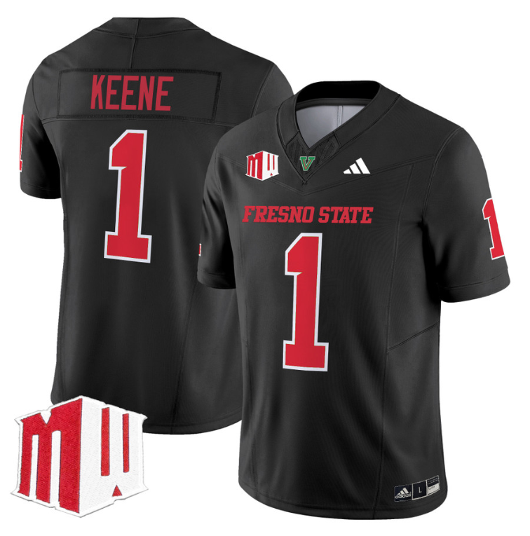 Mikey Keene Jersey #1 Fresno State Bulldogs 2024 Stitched Black