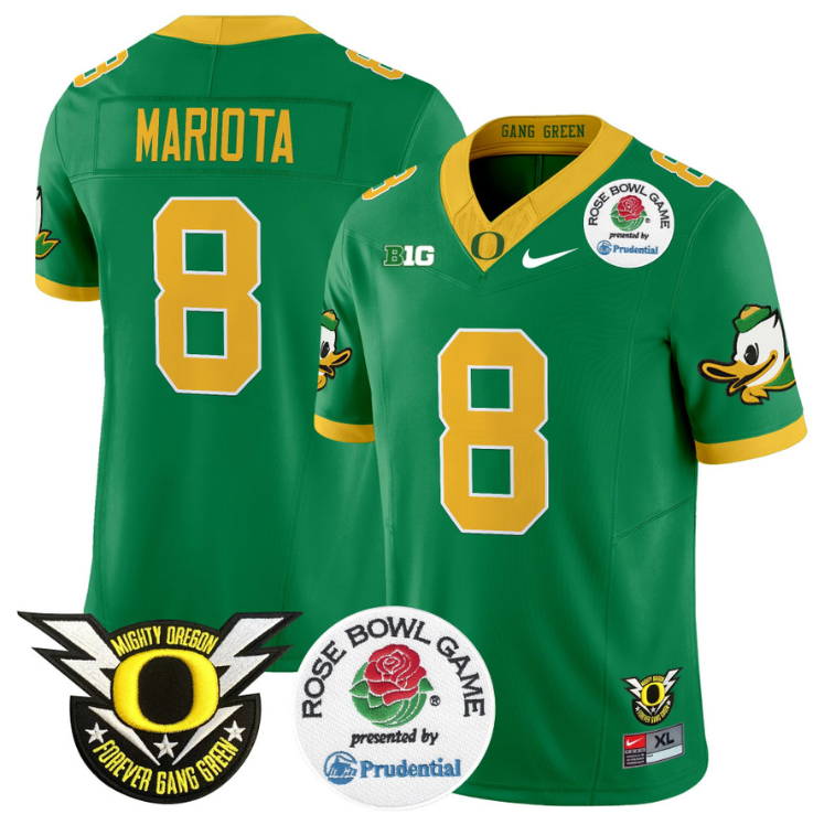 Marcus Mariota Jersey #8 Oregon Ducks Football 2024 Rose Bowl Stitched Green