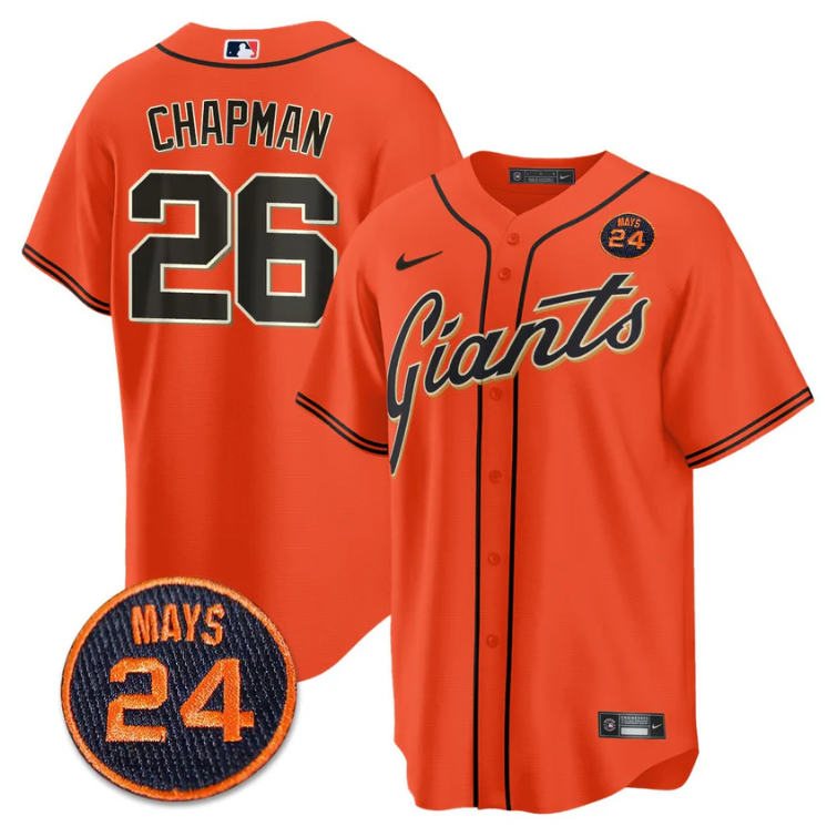 Matt Chapman Jersey #26 San Francisco Giants #24 Willie Mays Patch 2024 Vapor Premier Orange