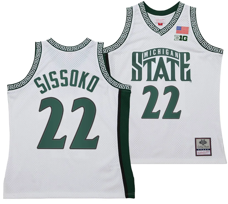 Mady Sissoko Jersey #22 Michigan State Spartans 125th Basketball Anniversary 1999 Throwback White