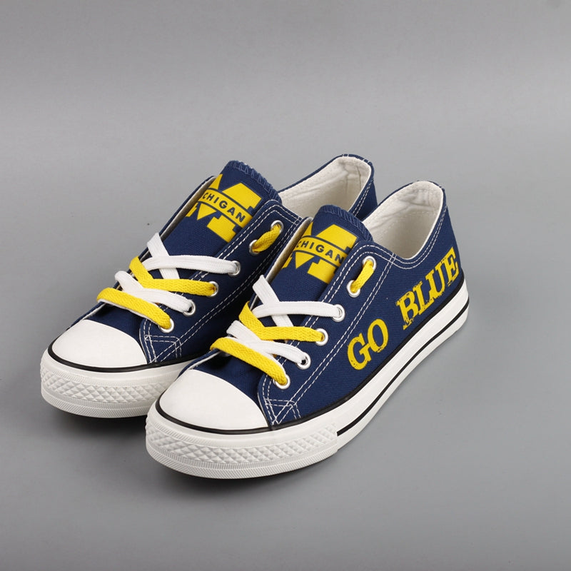 Michigan Wolverines Limited Print NCAA College Students Low Top Canvas Shoes Sport Sneakers 3