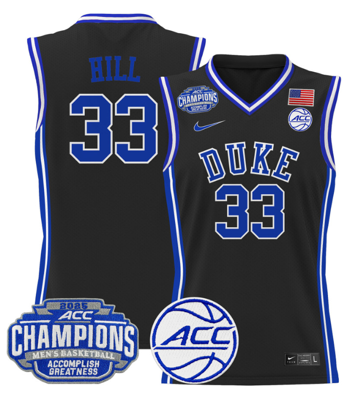Men Grant Hill Jersey #33 Duke Blue Devils 2025 ACC Champions Stitched Black