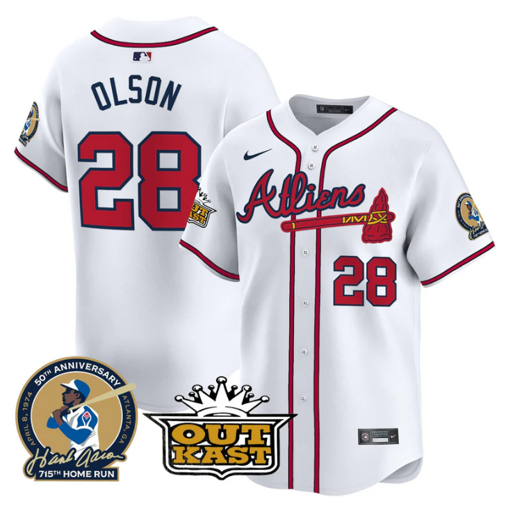 Matt Olson Jersey #28 Atlanta Braves Atliens Peach Vapor Premier Limited Stitched Cream