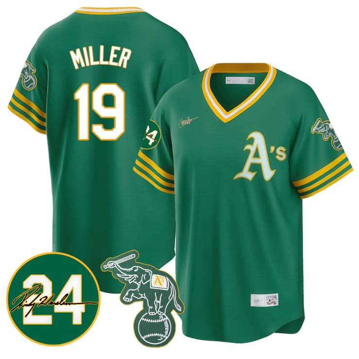 Mason Miller Jersey #19 Oakland Athletics 2025 Rickey Henderson Memorial Stitched Throwback