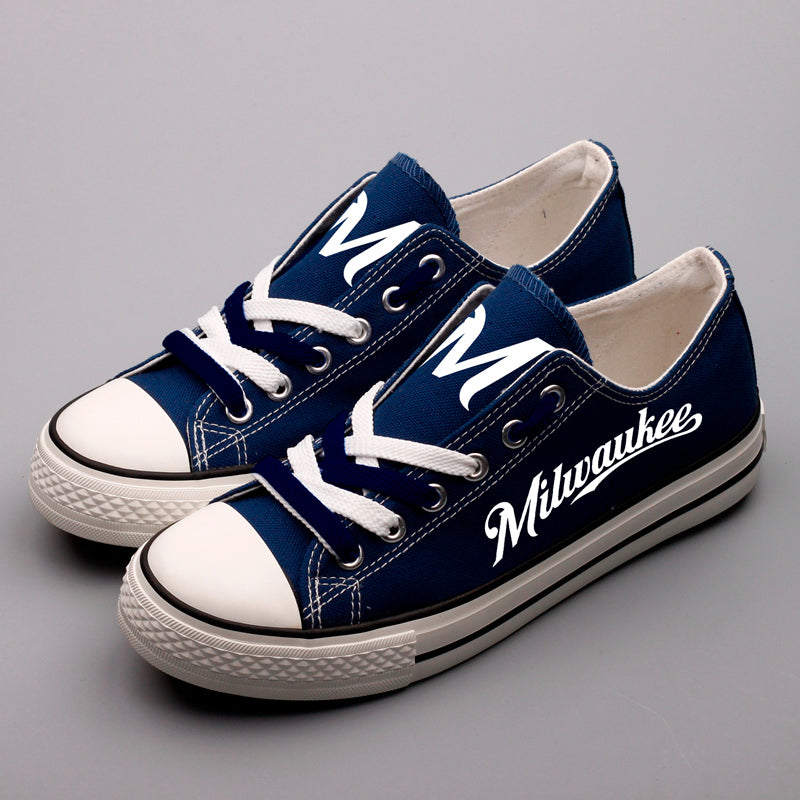 Milwaukee Brewers Limited Print MLB Baseball Fans Low Top Canvas Shoes Sport Sneakers T-DAC131L