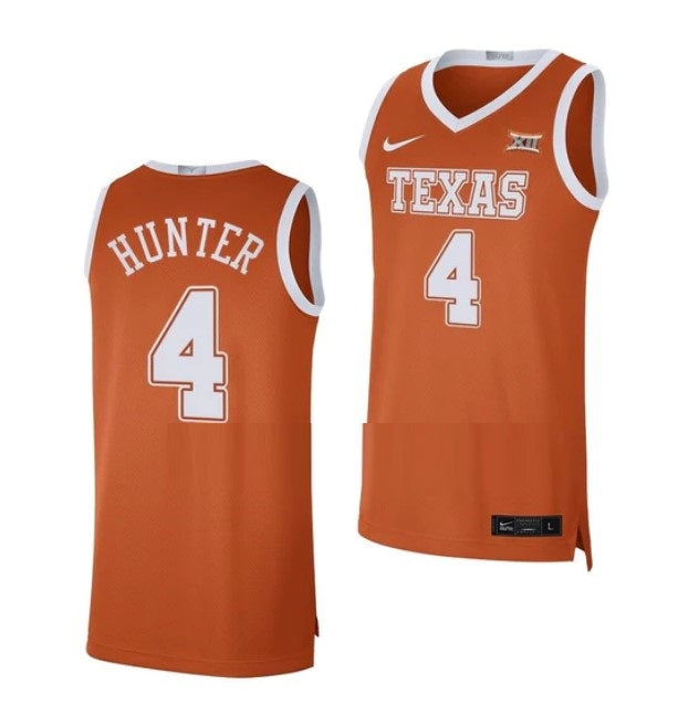 Men's #4 Tyrese Hunter Jersey Texas Longhorns College Basketball Jerseys Orange Limited