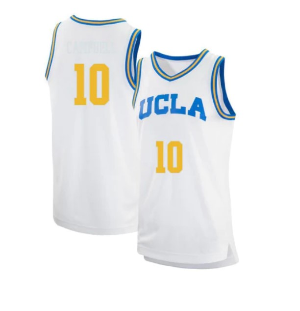 Men's #10 Tyger Campbell Jersey UCLA Bruins College Basketball Jerseys White