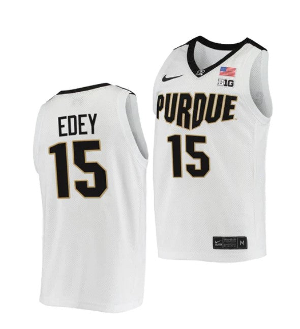 Men's #15 Zach Edey Jersey Purdue Boilermakers College Basketball Jerseys White 2022