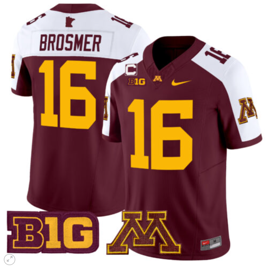 Max Brosmer Jersey #16 Minnesota Golden Gophers Vapor Limited Football Maroon Alternate