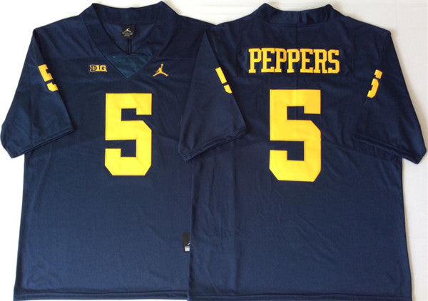 Michigan Wolverines Jabrill Peppers Jersey #5 College Football Game Navy