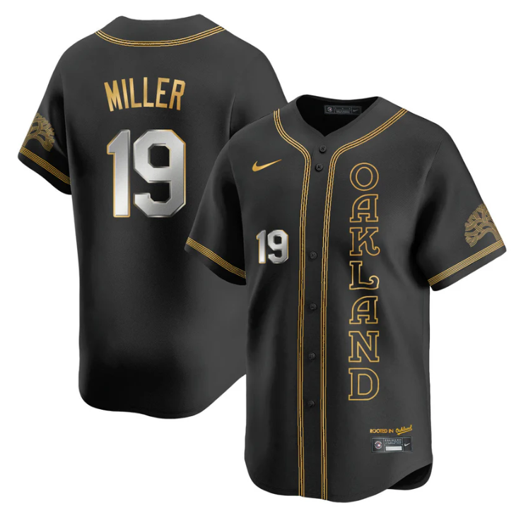 Mason Miller Jersey #19 Oakland Athletics City Connect Concept Stitched Black Gold