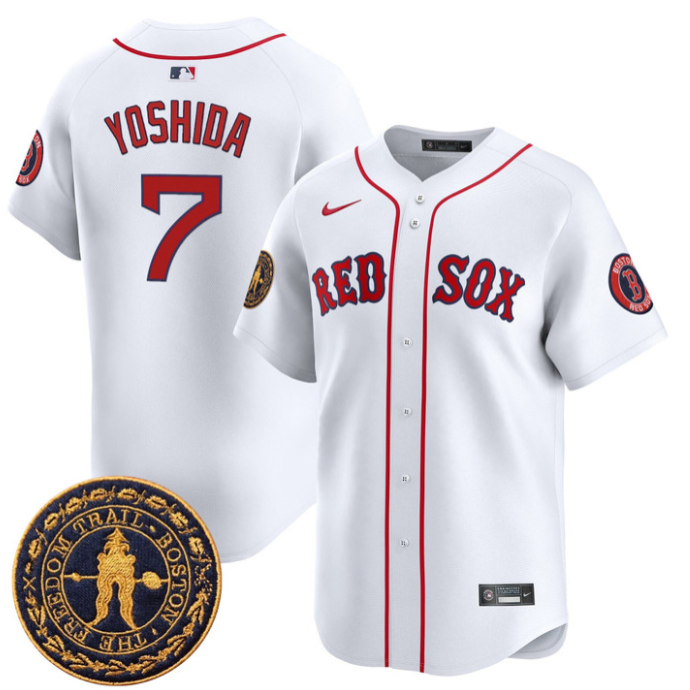 Masataka Yoshida Jersey #7 Boston Red Sox Freedom Trail Patch Vapor Premier Limited Stitched White