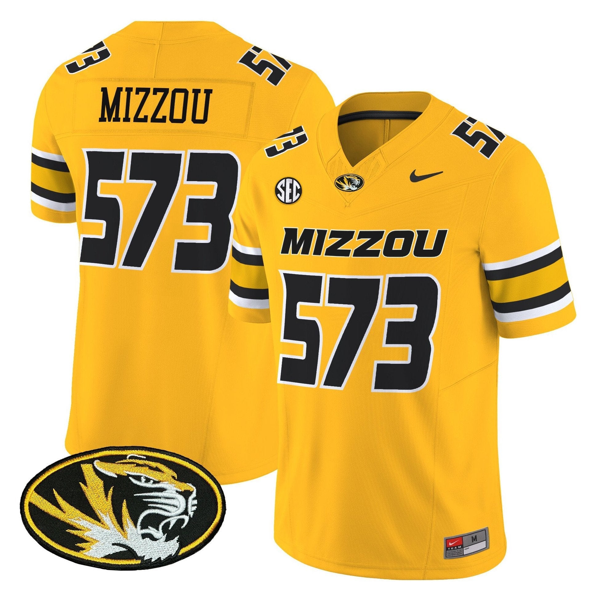 Mizzou Jersey #573 Missouri Tigers 2025 Vapor Limited Stitched Gold