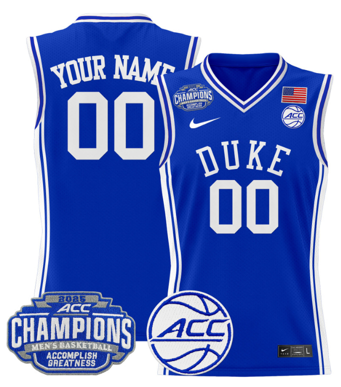 Men Custom Duke Blue Devils Jersey 2025 ACC Champions Stitched Royal