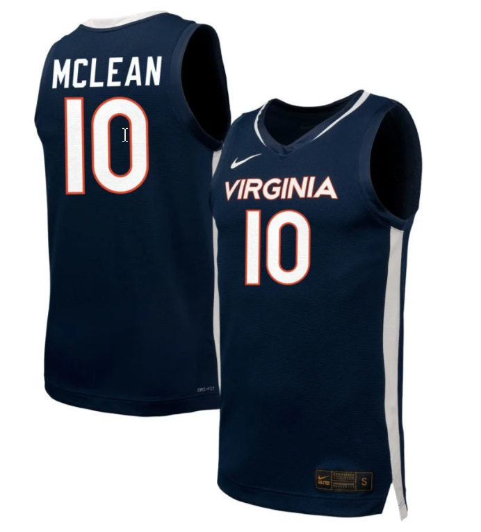 Mir McLean Jersey #10 Virginia Cavaliers NIL Basketball Navy