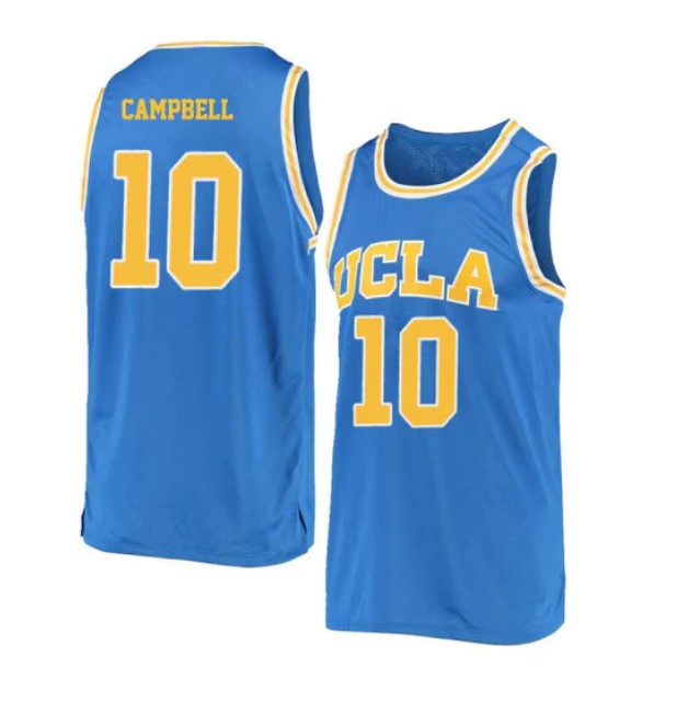 Men's #10 Tyger Campbell Jersey UCLA Bruins College Basketball Jerseys Blue Retro