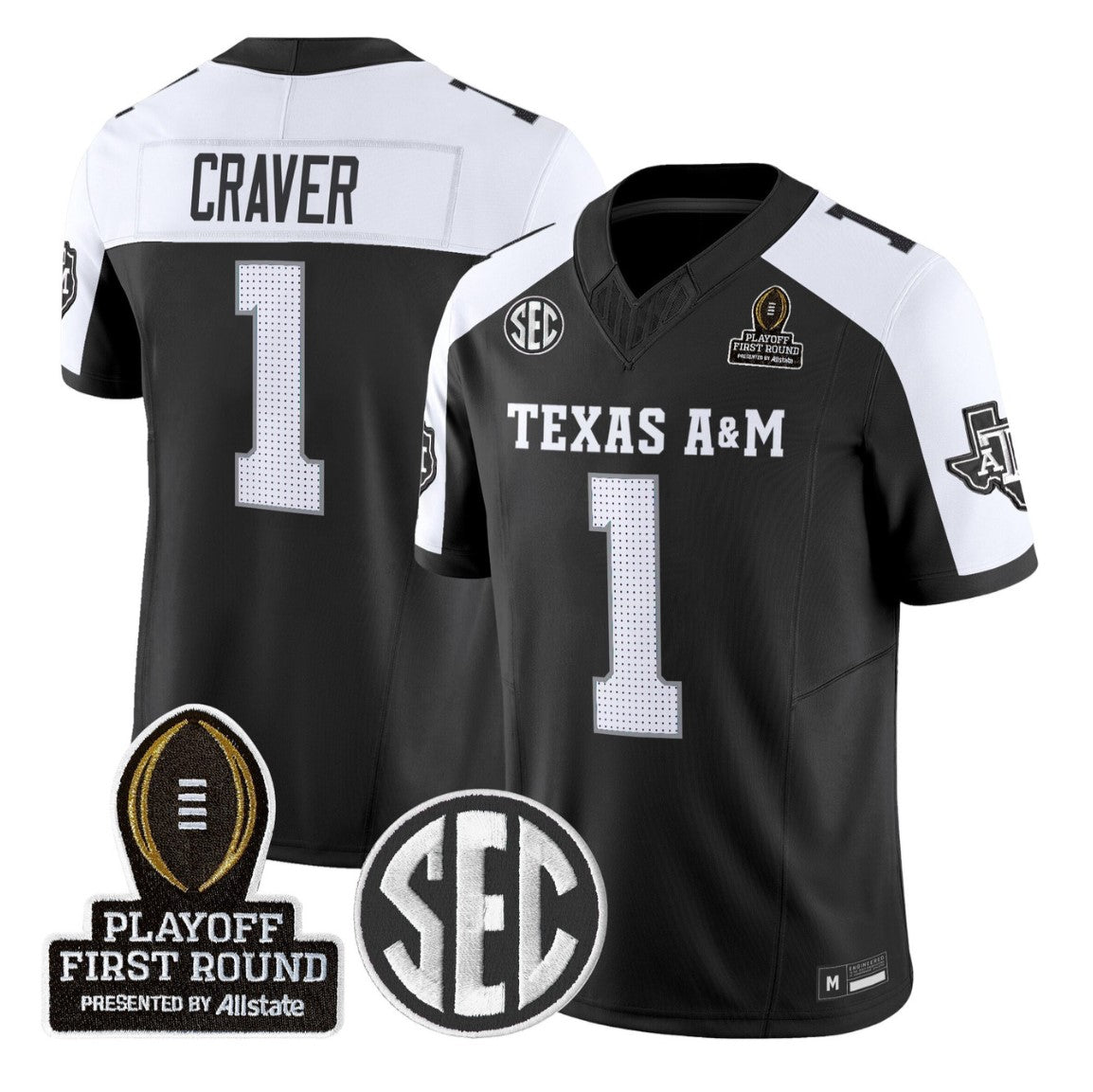 Mario Craver Jersey #1 Texas A&M Aggies 2025 Playoff First Round Stitched