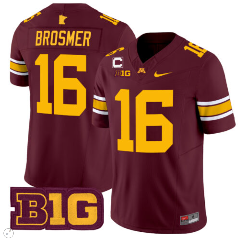 Max Brosmer Jersey #16 Minnesota Golden Gophers Vapor Limited Football Maroon