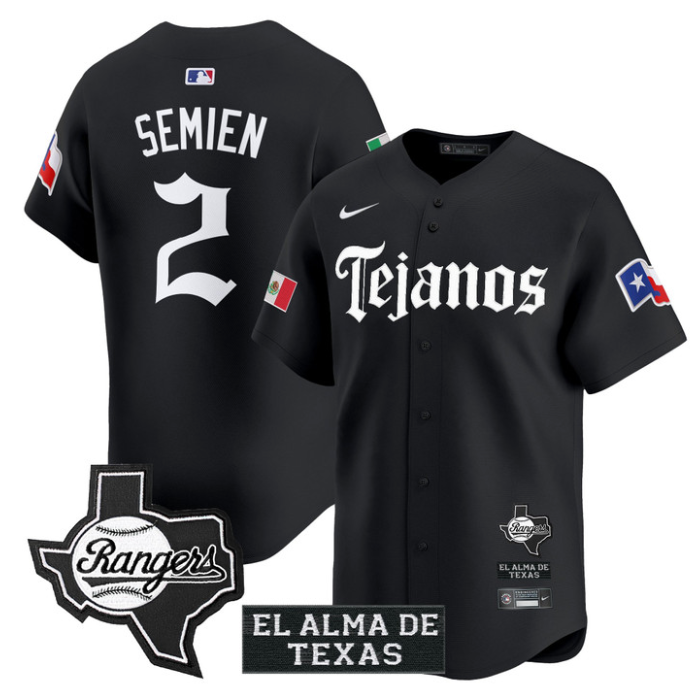 Marcus Semien Jersey #2 Texas Rangers Mexico Tejano Barrio Style Vapor Limited Stitched Black