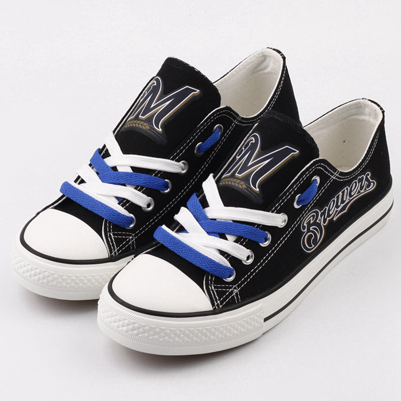 Milwaukee Brewers Limited Print MLB Baseball Fans Low Top Canvas Shoes Sport Sneakers T-DJ113H