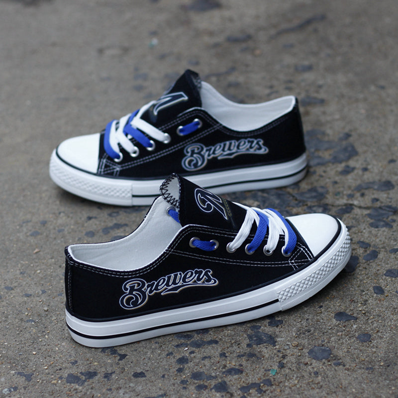 Milwaukee Brewers Limited Print MLB Baseball Fans Low Top Canvas Shoes Sport Sneakers T-DJ113H