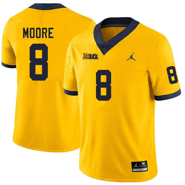 Michigan Wolverines Derrick Moore Jersey #8 College Football Game Yellow