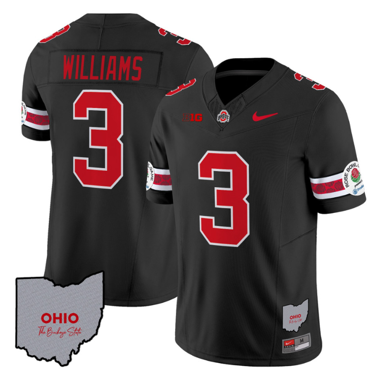 Miyan Williams Jersey #3 Ohio State Rose Bowl Patch Football V3 Black