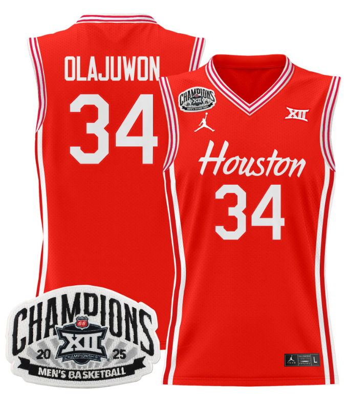 Men Hakeem Olajuwon Jersey #34 Houston Cougar 2025 Big 12 Champions Red