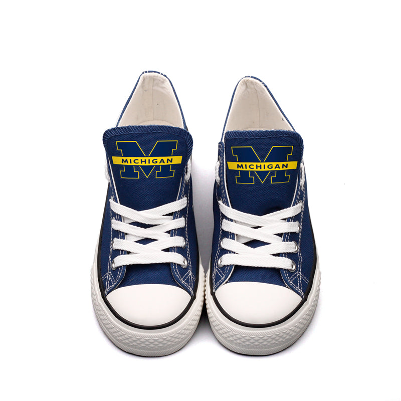 Michigan Wolverines Limited Print NCAA College Students Low Top Canvas Shoes Sport Sneakers 1