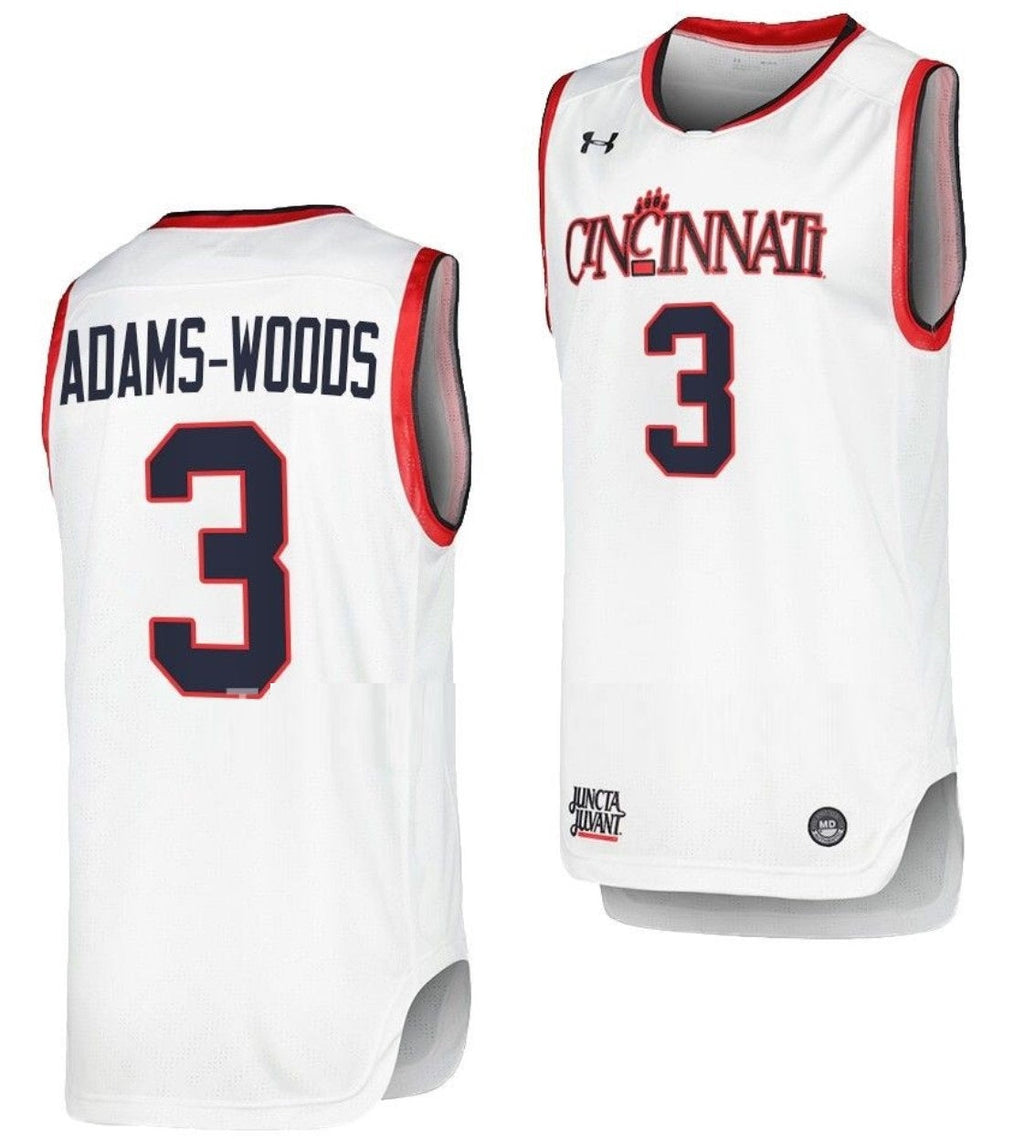Mika Adams Woods Jersey Cincinnati Bearcats College Basketball Replica White #3