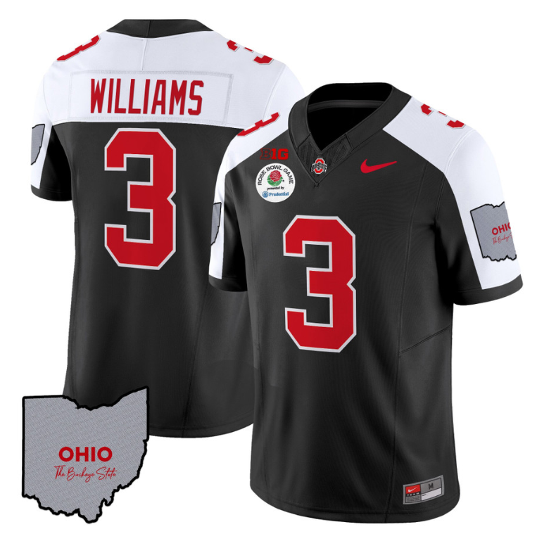Miyan Williams Jersey #3 Ohio State Rose Bowl Patch Football V3 Black Alternate
