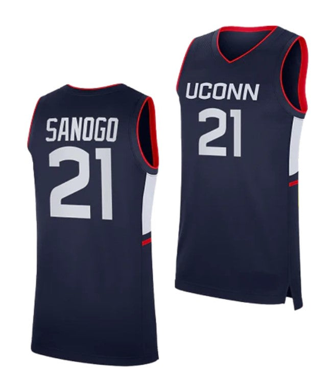 Men's #21 Adama Sanogo Jersey UConn Huskies College Basketball Jerseys Navy