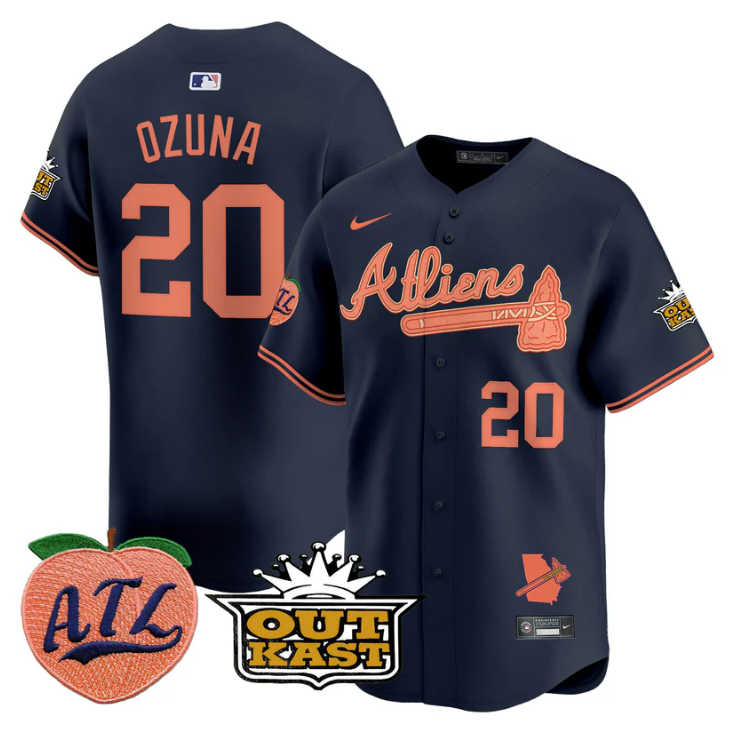 Matt Olson Jersey #28 Atlanta Braves Atliens Hank Aaron Patch Limited Stitched Bright Alternate