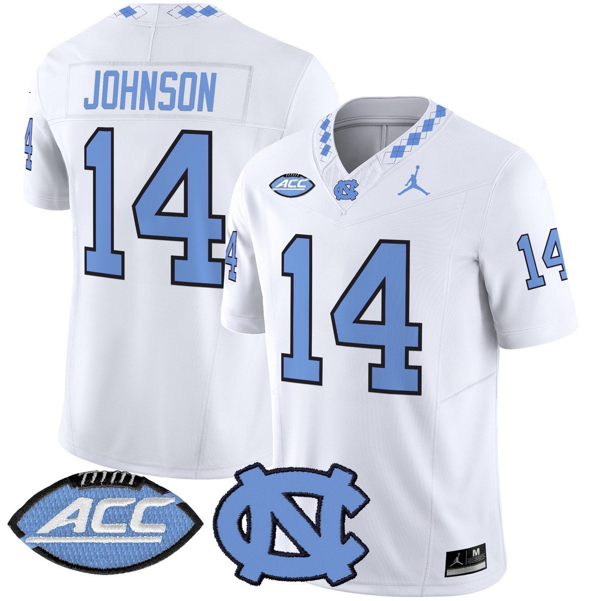 Max Johnson Jersey #14 North Carolina Tar Heels 2025 Limited Stitched White