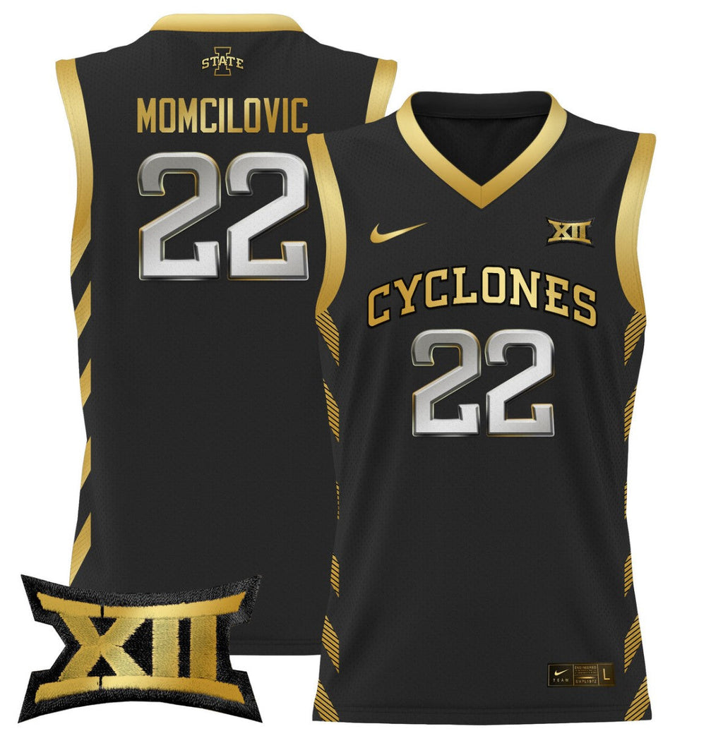 Milan Momcilovic Jersey #22 Iowa State 2024 Lightweight Basketball Black Gold