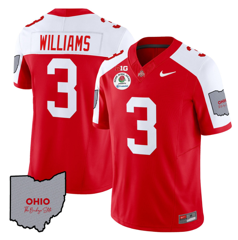 Miyan Williams Jersey #3 Ohio State Rose Bowl Patch Football V3 Red Alternate