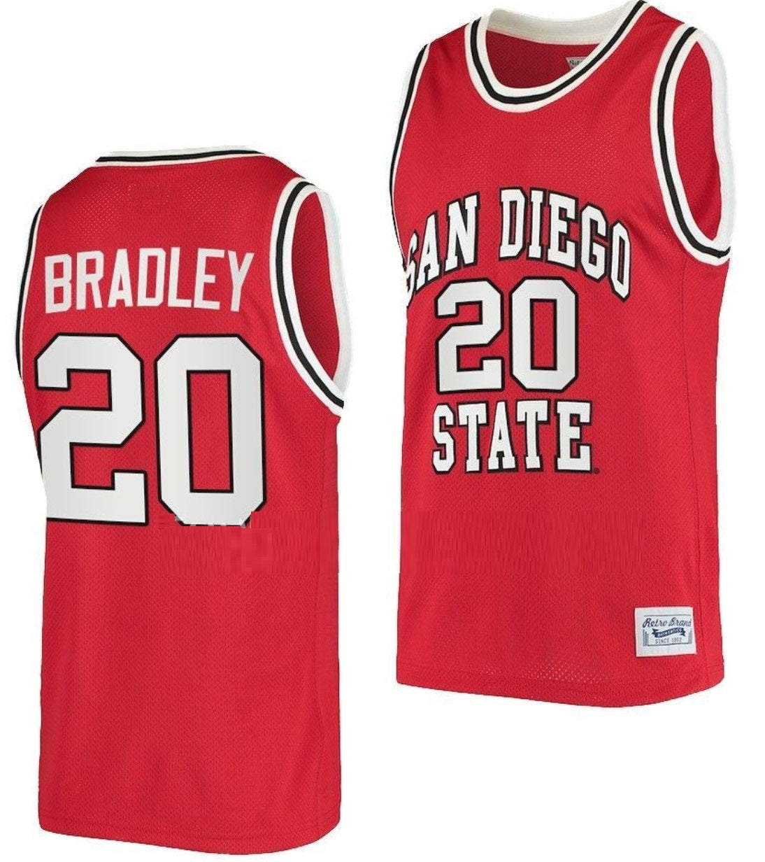 Matt Bradley Jersey San Diego State Aztecs College Basketball Red Retro #20
