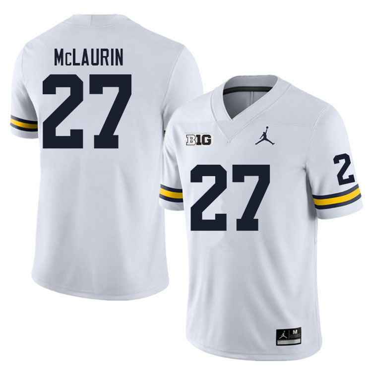 Michigan Wolverines Tyler McLaurin Jersey #27 College Football Game White