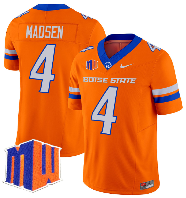 Maddux Madsen Jersey #4 Boise State Broncos Vapor Limited College Football Stitched Orange