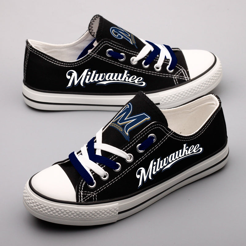 Milwaukee Brewers Limited Print MLB Baseball Fans Low Top Canvas Shoes Sport Sneakers T-DAC123H
