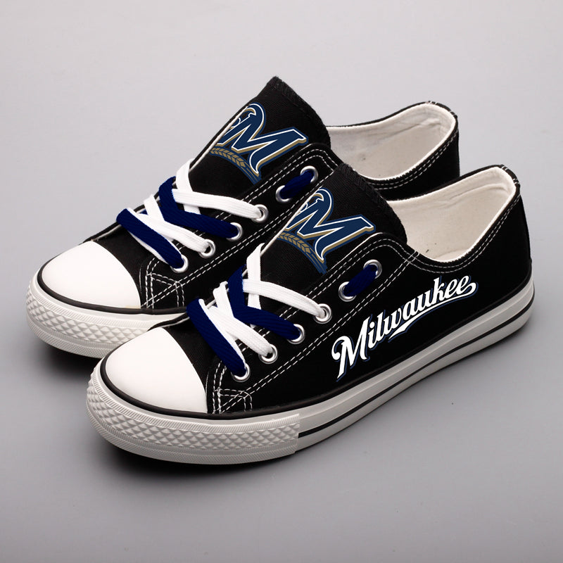 Milwaukee Brewers Limited Print MLB Baseball Fans Low Top Canvas Shoes Sport Sneakers T-DAC123H