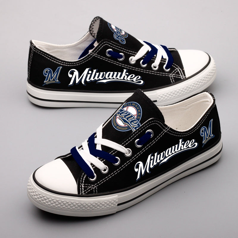 Milwaukee Brewers Limited Print MLB Baseball Fans Low Top Canvas Shoes Sport Sneakers T-DAC124H