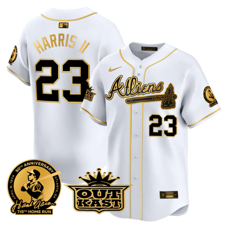 Michael Harris II Jersey #23 Atlanta Braves Atliens Hank Aaron Patch Limited Stitched